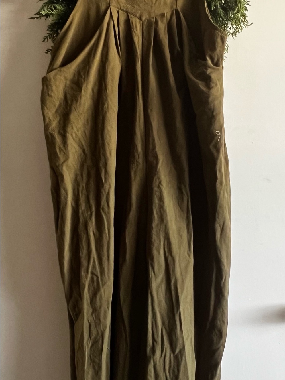 Olive Green Sleeveless Jumpsuit with Pleated Front
